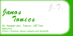 janos tomics business card